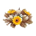 thumbnail image 2 of Fall Table Candle Rings,11" Artificial Maple Leaf Pumpkin Centerpiece Candleholder Wreath Thanksgiving Flower Harvest Farmhouse Decor, 2 of 6