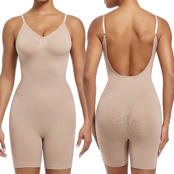Women's Body Backless Undergarment Plus Size Shapewear Khaki M