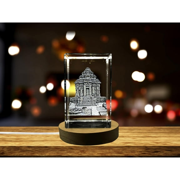 Konark Sun Tower 3D Engraved Crystal Keepsake Souvenir