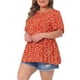 thumbnail image 4 of Top de mujer de talla grande Agnes Orinda con lunares, cuello redondo, manga corta y peplum 4X naranja, 4 of 6
