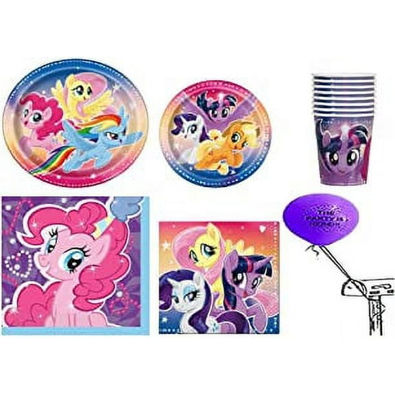 My Little Pony Party Pack for 16 Guests with"The Party is Here" Balloon