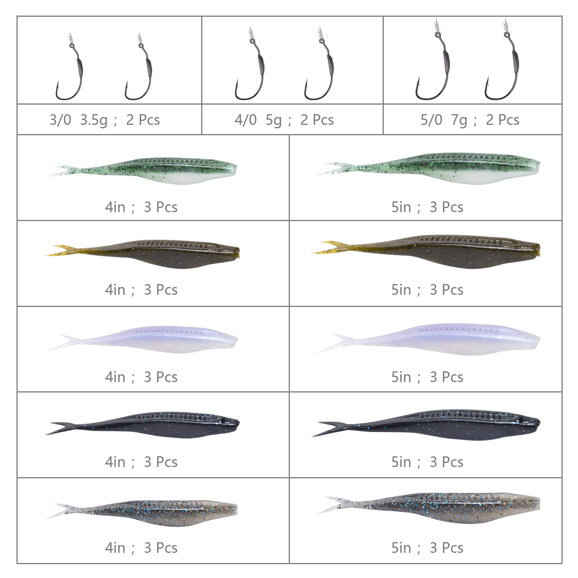 Fishing Baits Paddle Tail Swimbaits  5pcs/15pcs/25pcs/30pcs/40pcs Soft Plastic Lures Jerkbait For Bass