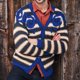 thumbnail image 2 of Mens Thickening Striped V-Neck Cardigan Sweater Long Sleeve Button Down Overcoat, 2 of 6