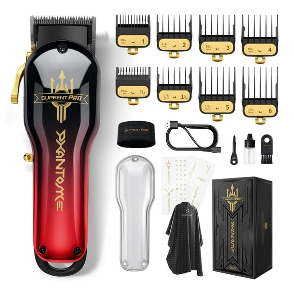 SUPRENT® PRO Professional Hair Clippers for Men- Premium Barber Clippers DLC-Coated Blade & Brushless Motor- Rechargeable Haircutting Kit with DIY