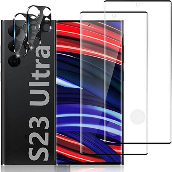 Tempered Glass Screen Protector for Samsung Galaxy S23 Ultra 5G, Tempered Glass, Fingerprint Compatible, , Case Friendly Screen Protector With Rear Camera Lens Protector for Galaxy S23 Ultra 5G