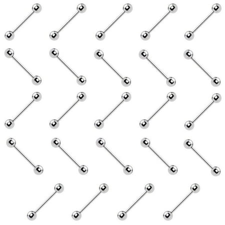- Tongue Rings 24pc Straight Barbell 316L Surgical Steel 14g 16g