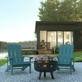 thumbnail image 2 of Flash Furniture Charlestown 3 Pcs Iron Wood Burning Fire Pit Set With Adirondack Chairs, Sea Foam, 2 of 12