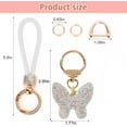 thumbnail image 2 of Butterfly Keychain, Kvago Leather Woven Car Key Chain for Women with Rhinestone Butterfly Shape Bling Crystal Cute Keychain for Girls Ladies Gift (White), 2 of 8