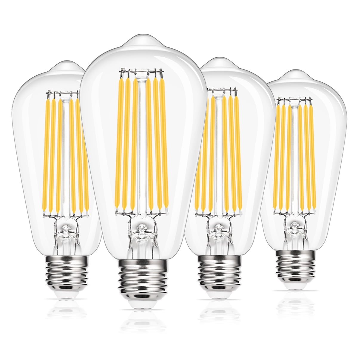 LED Vintage Edison Style Filament Light Bulbs, 15W (150W Equivalent), 1800LM, 2700K Warm White, E26 Base, ST64 Decorative Bulbs, 4 Pack