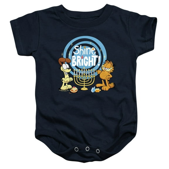 Garfield And Odie Shine Bright For Hanukkah Unisex Infant Snap Suit for Baby, Navy, X-Large