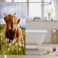 thumbnail image 3 of Manfei Farm Highland Cattle Shower Curtain 72Wx84L,Floral Daisy Animal Bathroom Shower Curtain,Green Brown, 3 of 6