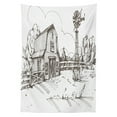 thumbnail image 3 of Ambesonne Windmill Tablecloth Rectangular Table Cover, Rustic Farmhouse Barn, 60"x84", Dark Brown and White, 3 of 4