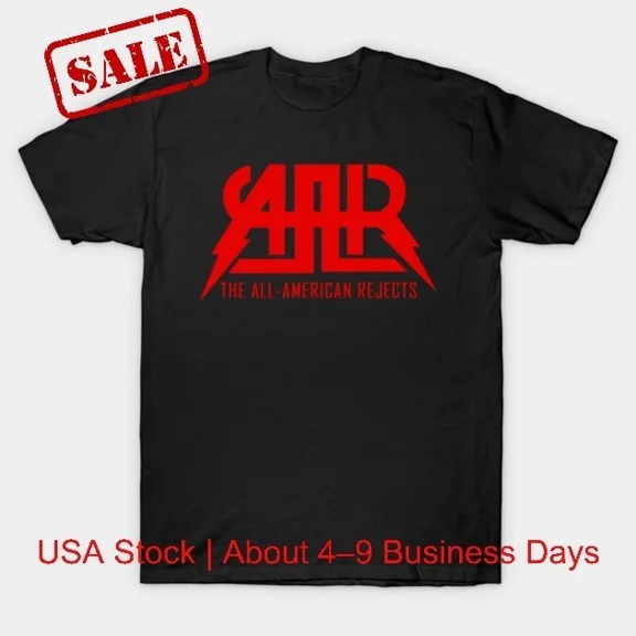 Reprint Rare All American Rejects T-Shirt Black Short Sleeve Crew Neck 100% Cotton S-4XL