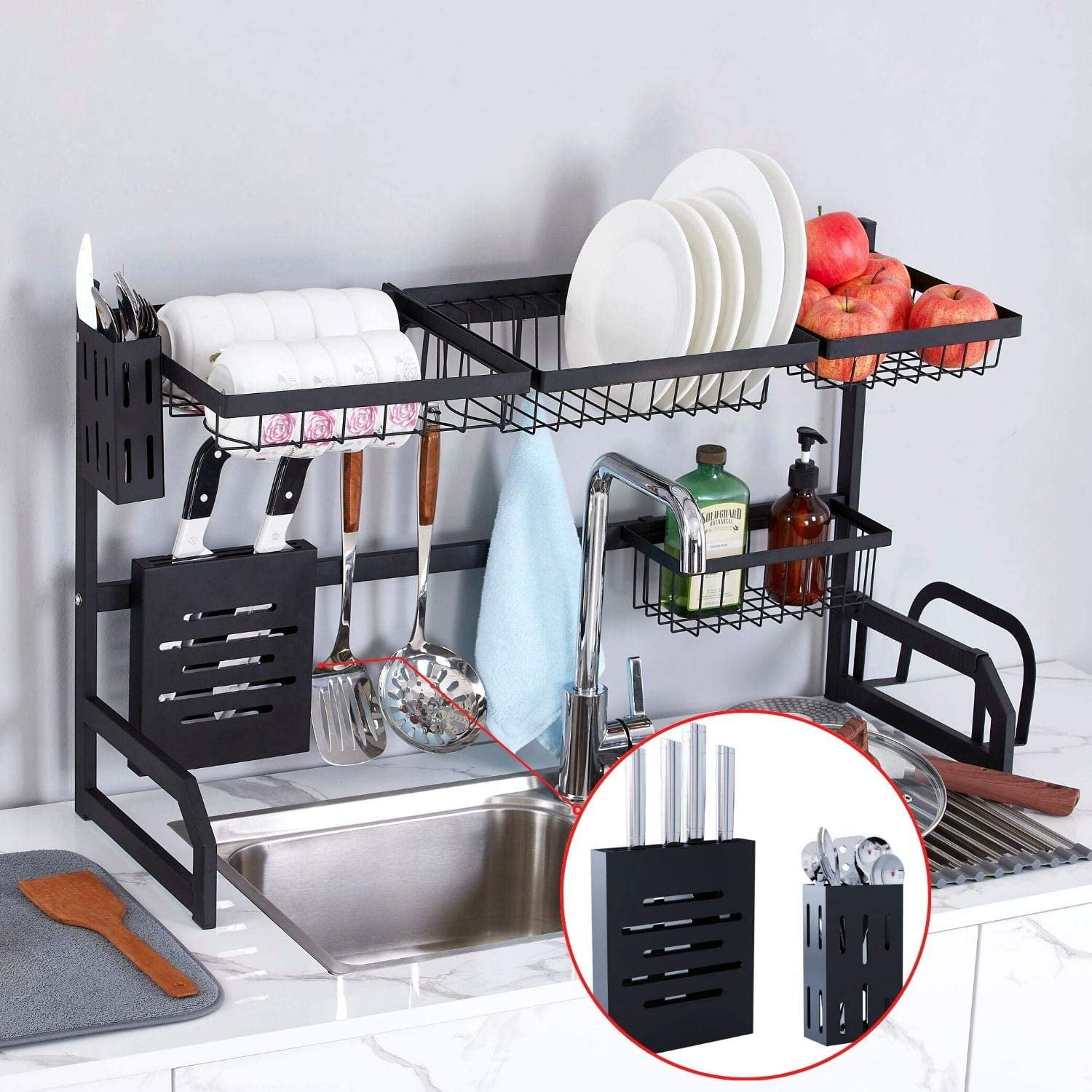 Details about   Large Stainless Steel Dish Rack Over Sink Drain Drying Holder Shelf Organizer US 