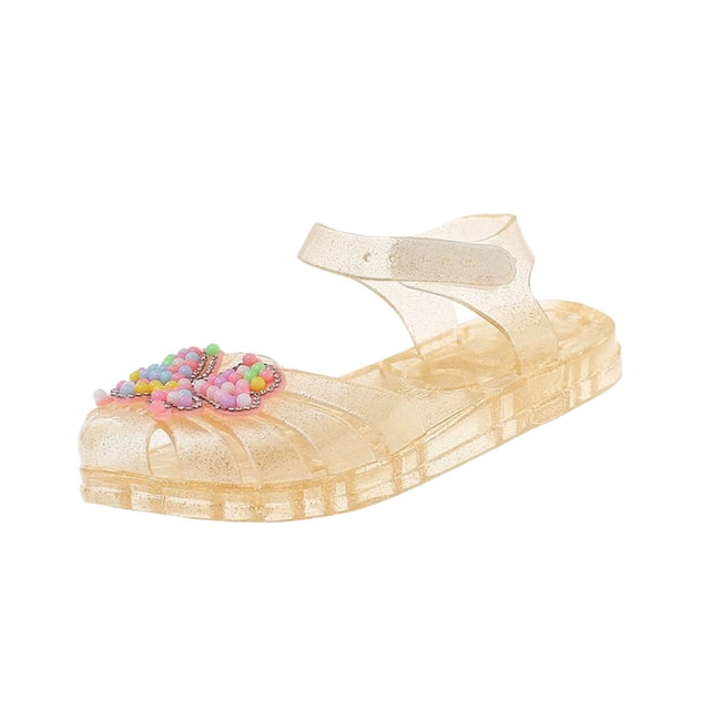 Sandals for Girls, Thick-Soled Crystal Jelly Princess Shoes with Bow , Spring/Summer Style, Comfortable Childrens Sandals