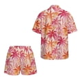 thumbnail image 2 of Xoenoiee Tropical Palm Tree Plumeria Flower Print 2 Piece Outfits Short Sets for Women Summer Short Sleeve Blouse Shirt and Drawstring Shorts Casual Beach Vacation Set for Ladies, Size L, 2 of 7