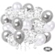 thumbnail image 1 of Juego de globos de fiesta cromados metálicos plateados con cinta plateada para decoraciones de boda, cumpleaños, Baby Shower, 1 of 5