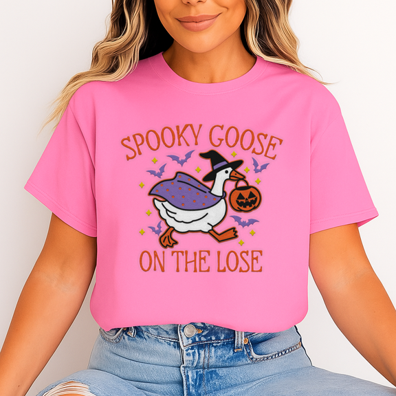 Spooky Goose On The Lose Unisex Halloween T-Shirt, 100% Cotton Funny Graphic Tee – Gift for Halloween