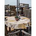 thumbnail image 2 of Outdoor Tablecloth with Umbrella Hole for Patio/Picnic/Party/Camping, White Crane Waterproof Table Cloth Round Cover Washable, Golden Chinese Auspicious Clouds Vintage Beige (Dia 60"), 2 of 8