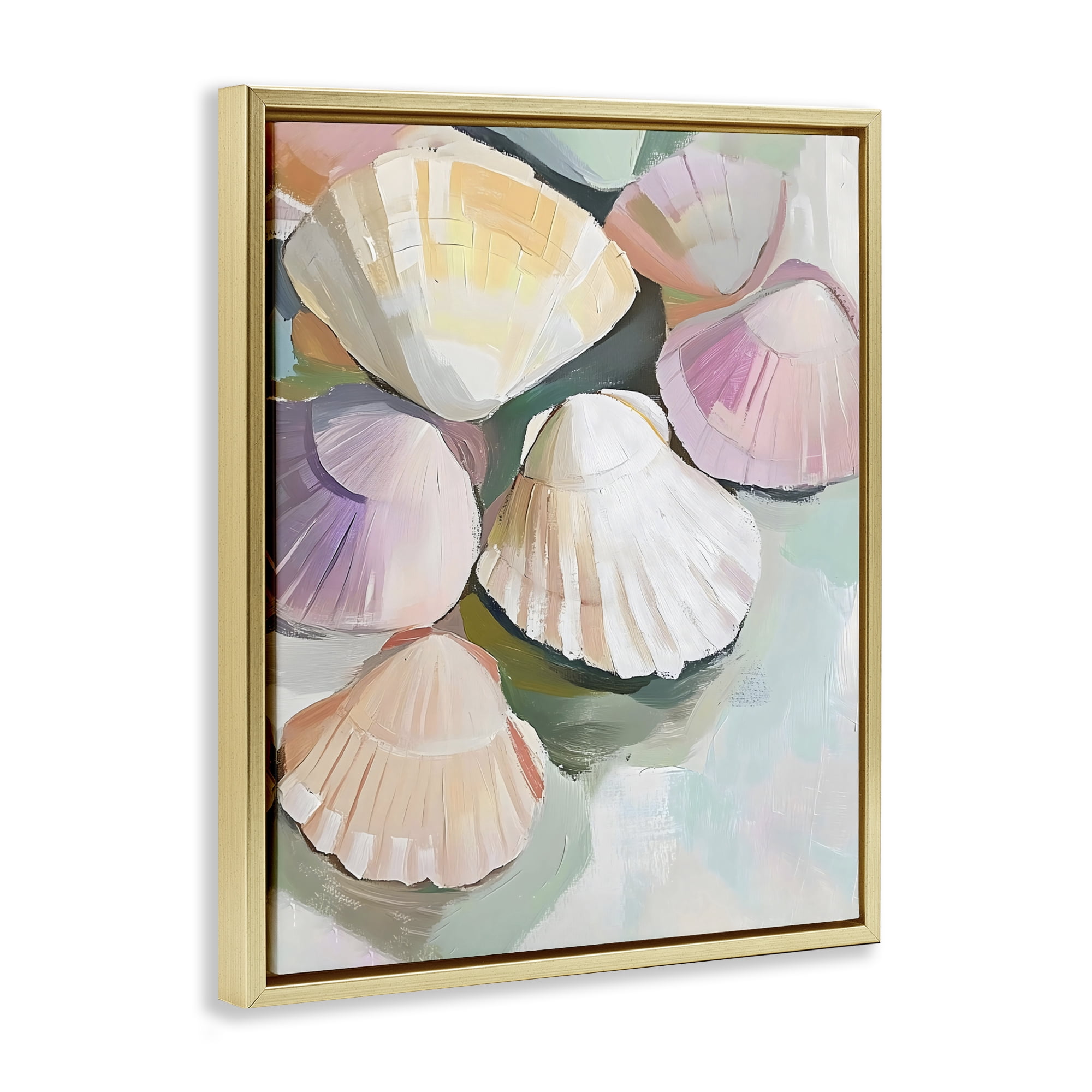 Stupell Industries Pink Seashells Marine Collection Gold Framed Floater Canvas Wall Art, design by The Prints Vibe