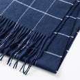 thumbnail image 5 of Calvin & Olivia Ultra-Soft Comfort Feel Unisex Winter Solid Plain Scarves Wool Feel Classic Super Soft Luxurious Scarf Navy Blue Square Plaid, 5 of 5