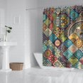 thumbnail image 3 of Extra Long Boho Shower Curtain 72x84 Inches - Vintage Floral & Tropical Leaves Pattern, Waterproof Bohemian Bathroom Decor with 12 Hooks, Tribal Rustic Style, 3 of 5