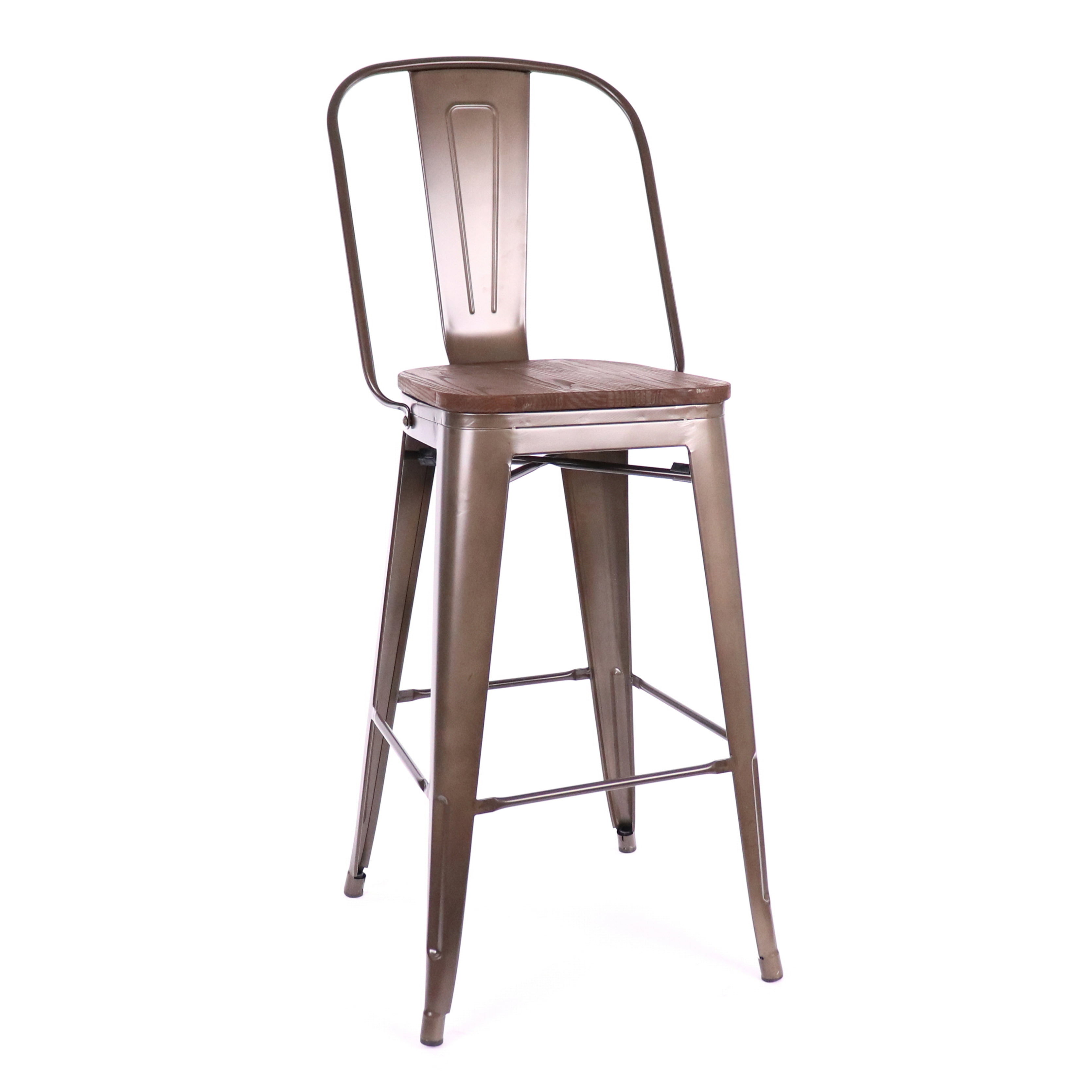 Design Lab MN LS9101RMTW Dreux Rustic/Dark Wood High Back Bar Chair
