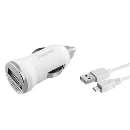 Insten White Car Charger Adapter + Micro USB Cable For LG Tribute HD X Style Optimus Zone 2 3 G4 G3 G2 G Stylus Stylo F60 F90 L70 / Samsung Galaxy S6 Edge Plus S5 S4 S3 Grand Prime J7 J5 J3 J2 J1 (Best Portable Charger For Samsung Galaxy S4)