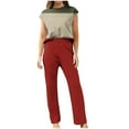thumbnail image 2 of FAIWAD Women's Summer 2 Piece Outfits Cap Sleeve Slit Cropped Top and Wide Leg Pants Lounge Tracksuit, 2 of 4