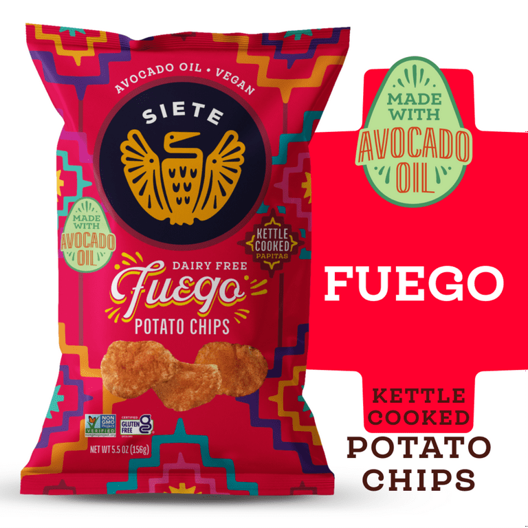 Siete Kettle Cooked Potato Chips Fuego 5.5 oz, spicy kettle cooked