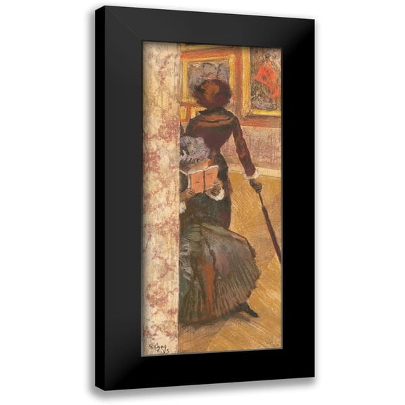 Degas, Edgar 8x14 Black Modern Framed Museum Art Print Titled - Mary Cassatt at the Louvre