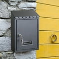 thumbnail image 3 of Rust-proof Mailbox 22x6.5x30cm Wall Mounted Mail Lock Front Door Box Secure Case Black 1, 3 of 8