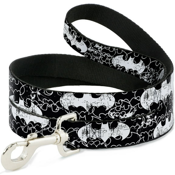 DC Comics Pet Leash, Dog Leash, Batman Outlines Black White, 4 Feet Long 1.0 Inch Wide