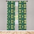 thumbnail image 2 of Ambesonne Geometric Curtains, Psychedelic 3D Cubes Art, Pair of 28"x84", Jade Green Khaki and Grey, 2 of 4