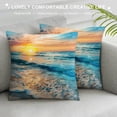 thumbnail image 3 of Orinice Sunset Waves Beach Graphic Decorative Cushion Throw Pillow Cover - Summer Short Plush, Zipper Closure, 1PC 20x20in, 3 of 5