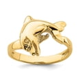 thumbnail image 1 of Solid 14k Yellow Gold Horizontal Jumping Dolphin Ring Band Size 6, 1 of 3