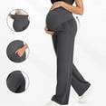 thumbnail image 3 of Riecok Maternity Yoga Pants Plus Size High Waisted Stretchy Wide Leg Pregnancy Leggings Solid Support Belly Activewear Pants, 3 of 7