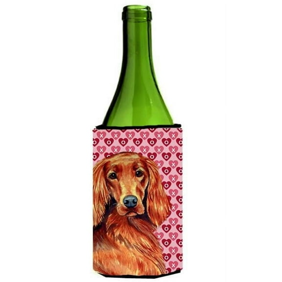 Irish Setter Hearts Love and Valentines Day Portrait Wine bottle sleeve Hugger