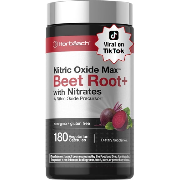 Nitric Oxide Beet Root Capsules for Men and Women | With Nitrates | 180 Count | by Horbaach