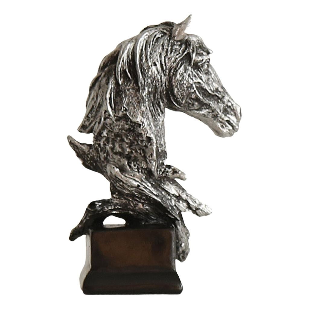 Country Horse Head Statue Study Decor Office Desk Table Retro