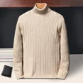 thumbnail image 4 of Nouveaux Chandails à Col Roulé pour Hommes Automne Tricoté Rayé Mode Urbaine Chaud à Manches Longues Pull-Over Couleur Unie Style Basique Décontracté, 4 of 5