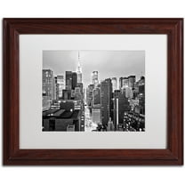 Trademark Fine Art "New York Skyline 2" Canvas Art by Preston White Mat, Wood Frame