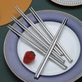 thumbnail image 4 of 10 Pairs Reusable Chopsticks, Stainless Steel Metal Chop Sticks, Japanese Chinese Korean Chopstick D, 4 of 5