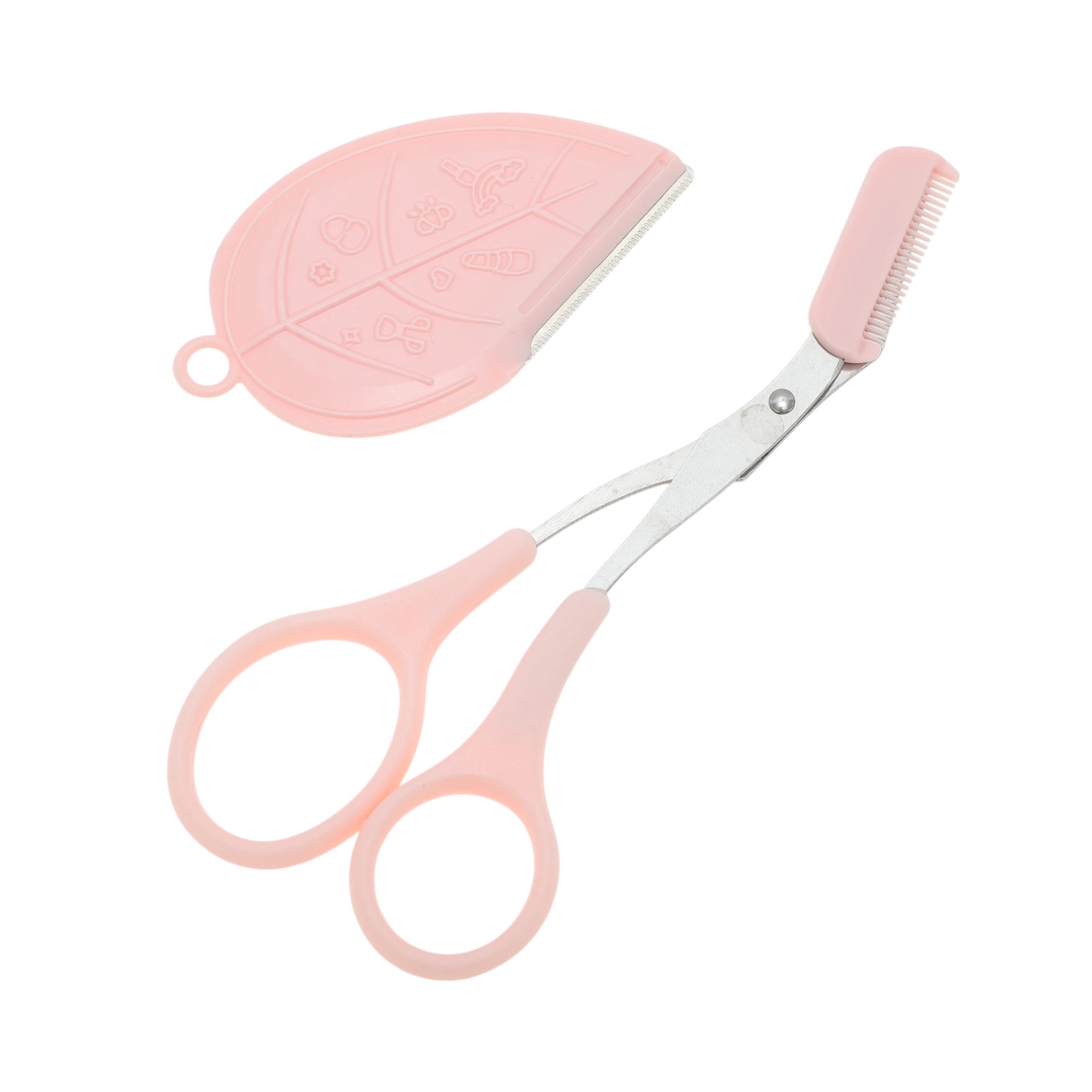 Unique Bargains Lightweight Multifunctional Eyebrow Scissor Kit Pink for Easy Grooming