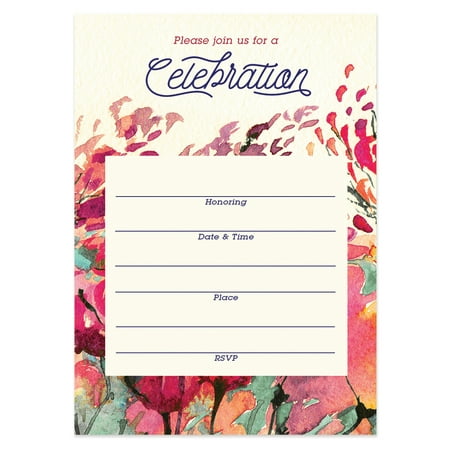 Rustic Floral Invitations with Envelopes ( Pack of 25 ) Any Occasion Large 5x7