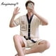 thumbnail image 2 of Pijamas de algodón para hombre, ropa de dormir informal, Kimono de manga corta con estampado de oso Kawaii, cárdigan de verano, 2 of 4