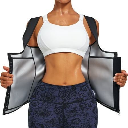 

Eleady Sweat Waist Trainer Zipper Vest for Women Sauna Suit Cincher Body Shaper Corset Slimming Workout Tank Tops(Black Small)