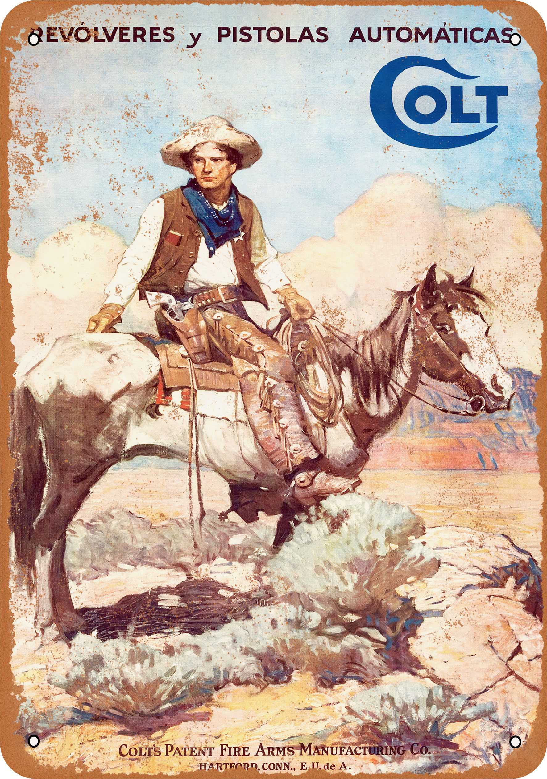 Colt Guns Tin Poster Sign Man Cave Vintage Ad Style Gun Shop Cowboy Western 