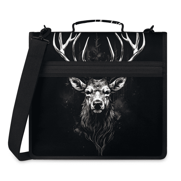 Herdesigns Cool Zipper Binder 1.5 Inch 3 D-Rings with Shoulder Strap & Handle, Waterproof Deer Binder Organizer Bag for 13 Inch Laptop