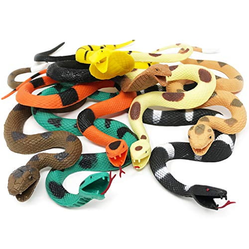 Boley Giant Snakes - 8 Pack 18 Long Realistic Rubber Fake Snake Toy Set -  Variety Pack Includes Python, Rattlesnake, Garden Snake, Cobra - Prank  Toys, Theater Props, and Party Favors for Kids 
